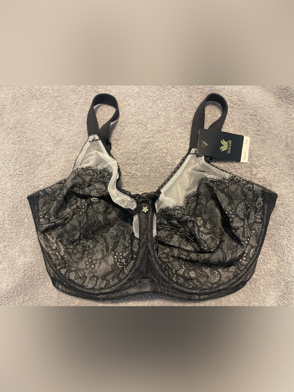 Wacoal NWT 34G Black Nude Lace Sheer Underwire Bra